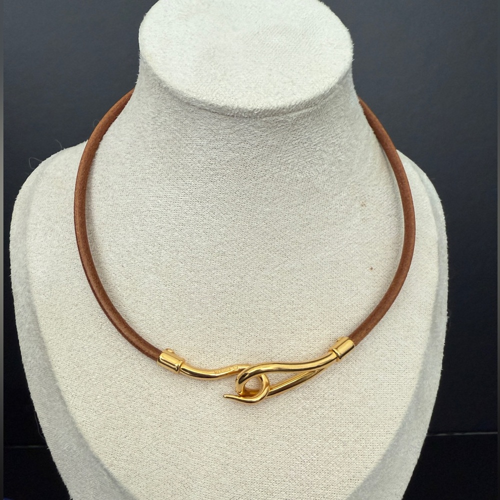LOT 1712 18K gold plated HERMES vintage jumbo bracelet double tour - Picture 6 of 9